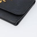 PRADA Key Case Safiano Leather Navy Gold Auth bs36879-7
