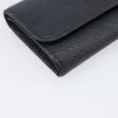 PRADA Key Case Safiano Leather Navy Gold Auth bs36879-14