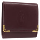 CARTIER Must Line Coin Purse Leather Bordeaux Gold Auth bs36880-1
