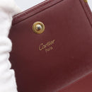 CARTIER Must Line Coin Purse Leather Bordeaux Gold Auth bs36880-18
