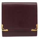 CARTIER Must Line Coin Purse Leather Bordeaux Gold Auth bs36880-13