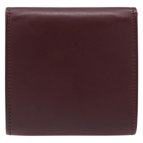 CARTIER Must Line Coin Purse Leather Bordeaux Gold Auth bs36880