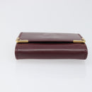 CARTIER Must Line Coin Purse Leather Bordeaux Gold Auth bs36880-6