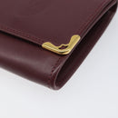 CARTIER Must Line Coin Purse Leather Bordeaux Gold Auth bs36880-7