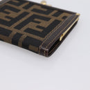 FENDI Zucca Canvas Coin Purse Brown Black Auth bs36888-10