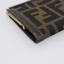 FENDI Zucca Canvas Coin Purse Brown Black Auth bs36888-11