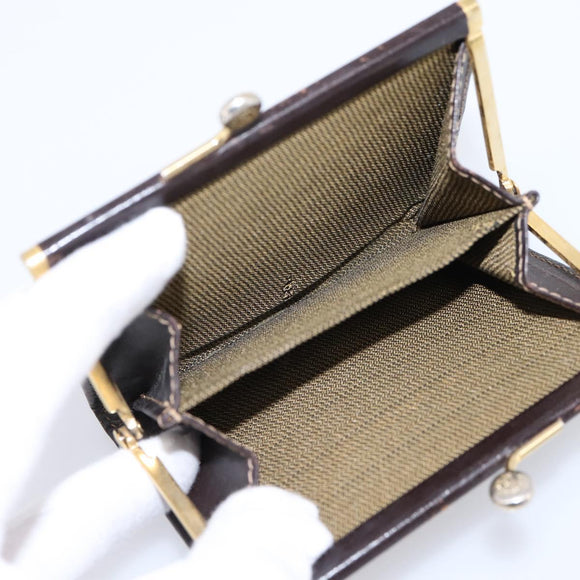 FENDI Zucca Canvas Coin Purse Brown Black Auth bs36888