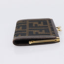 FENDI Zucca Canvas Coin Purse Brown Black Auth bs36888-5