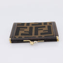 FENDI Zucca Canvas Coin Purse Brown Black Auth bs36888-6
