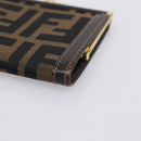 FENDI Zucca Canvas Coin Purse Brown Black Auth bs36888-8