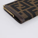 FENDI Zucca Canvas Coin Purse Brown Black Auth bs36888-9