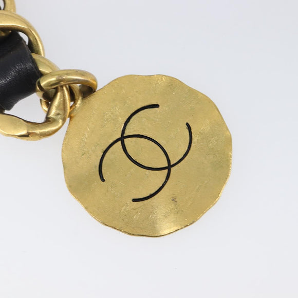 CHANEL Chain Belt Metal 29.1"" Black Gold CC Auth bs36890V