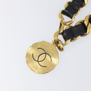 CHANEL Chain Belt Metal 29.1"" Black Gold CC Auth bs36890V-2