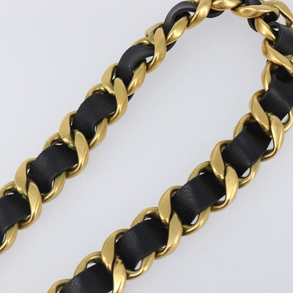 CHANEL Chain Belt Metal 29.1"" Black Gold CC Auth bs36890V