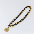 CHANEL Chain Belt Metal 29.1"" Black Gold CC Auth bs36890V-7