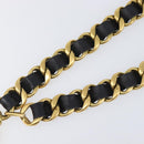 CHANEL Chain Belt Metal 29.1"" Black Gold CC Auth bs36890V-9