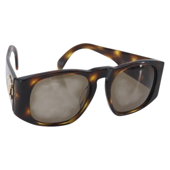 CHANEL Sunglasses Plastic Brown Gold CC Auth bs36894
