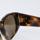 CHANEL Sunglasses Plastic Brown Gold CC Auth bs36894-14