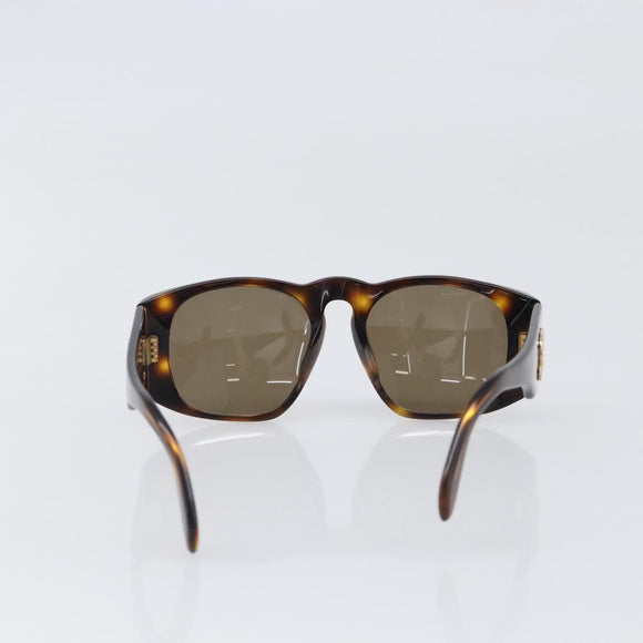 CHANEL Sunglasses Plastic Brown Gold CC Auth bs36894