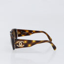 CHANEL Sunglasses Plastic Brown Gold CC Auth bs36894-3