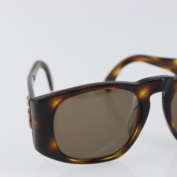 CHANEL Sunglasses Plastic Brown Gold CC Auth bs36894