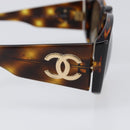 CHANEL Sunglasses Plastic Brown Gold CC Auth bs36894-7