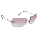 CHANEL Sunglasses Metal Silver CC Auth bs36898-1