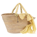 VALENTINO Hand Bag Raffia Beige Gold Auth bs36900V-1