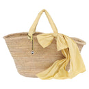 VALENTINO Hand Bag Raffia Beige Gold Auth bs36900V-13