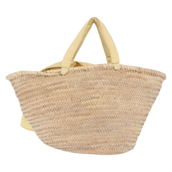 VALENTINO Hand Bag Raffia Beige Gold Auth bs36900V