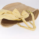 VALENTINO Hand Bag Raffia Beige Gold Auth bs36900V-6