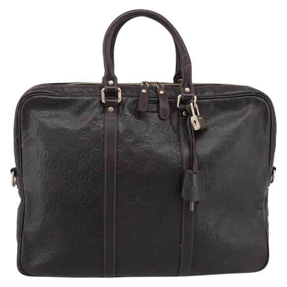 GUCCI GG Canvas Guccissima Bag Leather Dark Brown Gold 201480 Auth bs36901