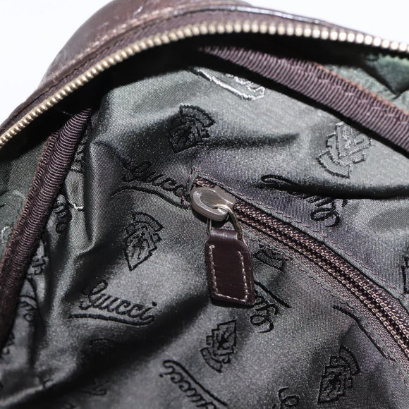 GUCCI GG Canvas Guccissima Bag Leather Dark Brown Gold 201480 Auth bs36901