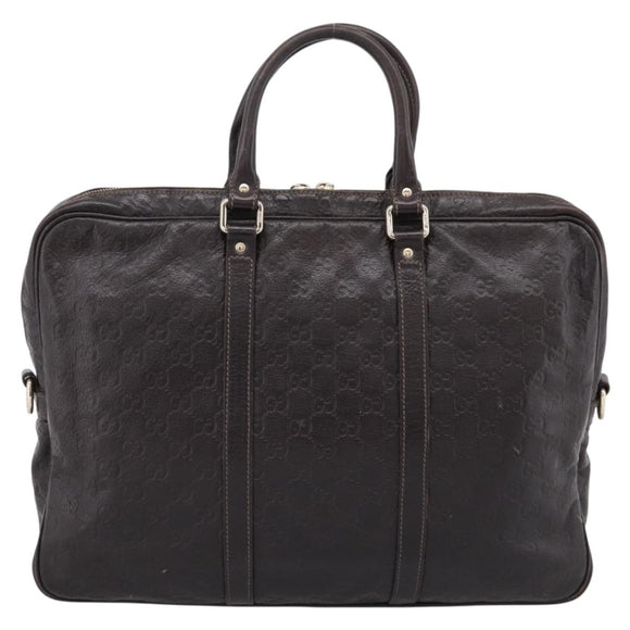 GUCCI GG Canvas Guccissima Bag Leather Dark Brown Gold 201480 Auth bs36901