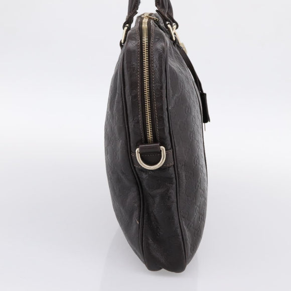 GUCCI GG Canvas Guccissima Bag Leather Dark Brown Gold 201480 Auth bs36901
