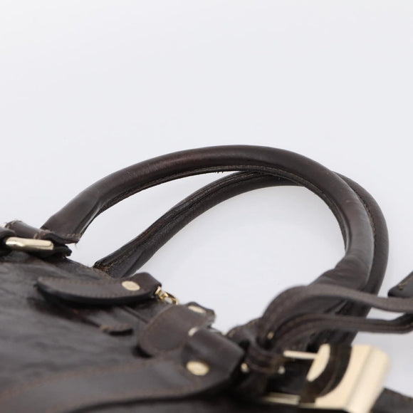 GUCCI GG Canvas Guccissima Bag Leather Dark Brown Gold 201480 Auth bs36901