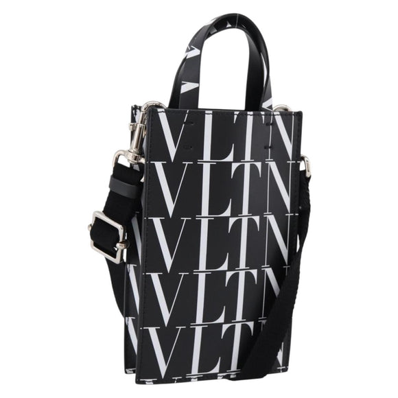 VALENTINO Smartphone Shoulder Bag Leather 2way Black Silver Auth bs36903V
