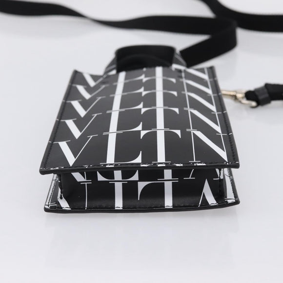 VALENTINO Smartphone Shoulder Bag Leather 2way Black Silver Auth bs36903V