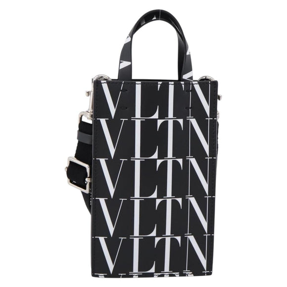 VALENTINO Smartphone Shoulder Bag Leather 2way Black Silver Auth bs36903V