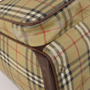 Burberrys Nova Check Boston Bag PVC Beige Gold Auth bs36905-15