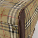 Burberrys Nova Check Boston Bag PVC Beige Gold Auth bs36905-16