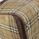 Burberrys Nova Check Boston Bag PVC Beige Gold Auth bs36905-17
