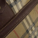 Burberrys Nova Check Boston Bag PVC Beige Gold Auth bs36905-9