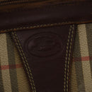 Burberrys Nova Check Boston Bag PVC Beige Gold Auth bs36905-18