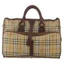 Burberrys Nova Check Boston Bag PVC Beige Gold Auth bs36905-13