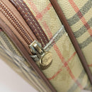 Burberrys Nova Check Boston Bag PVC Beige Gold Auth bs36905-22