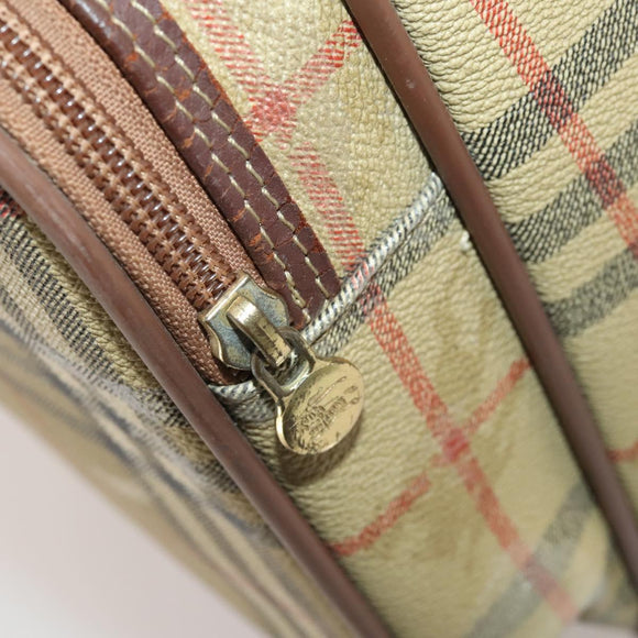 Burberrys Nova Check Boston Bag PVC Beige Gold Auth bs36905