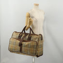 Burberrys Nova Check Boston Bag PVC Beige Gold Auth bs36905-24