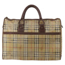 Burberrys Nova Check Boston Bag PVC Beige Gold Auth bs36905-2