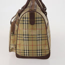 Burberrys Nova Check Boston Bag PVC Beige Gold Auth bs36905-3